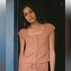 Christy Dawn Bridget Top - M - Toasted Nut Pointelle